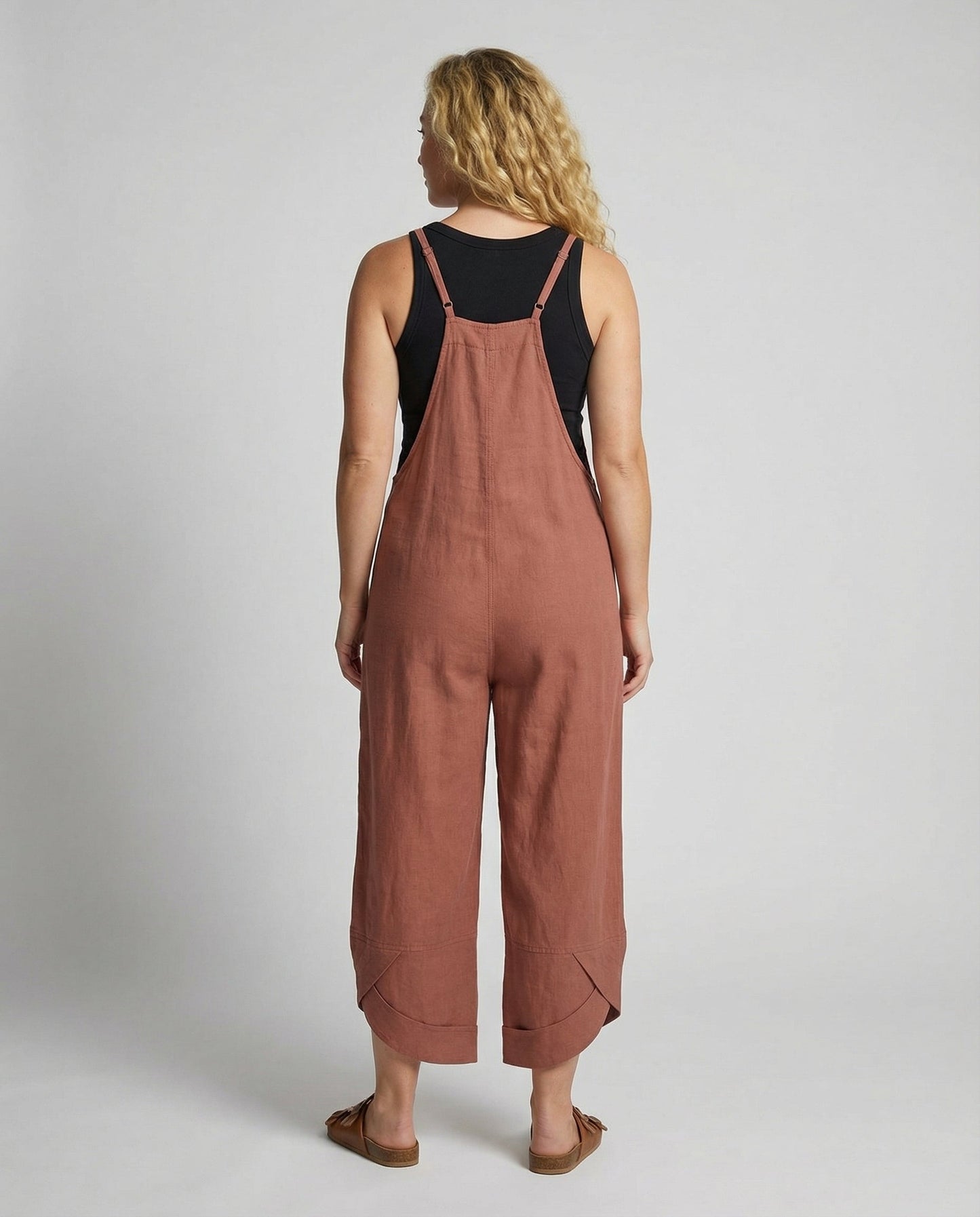 Eveloria Damen Sommer-Latzhose Leicht Baumwolle Beige