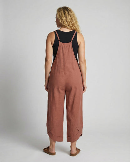 Eveloria Damen Sommer-Latzhose Leicht Baumwolle Beige