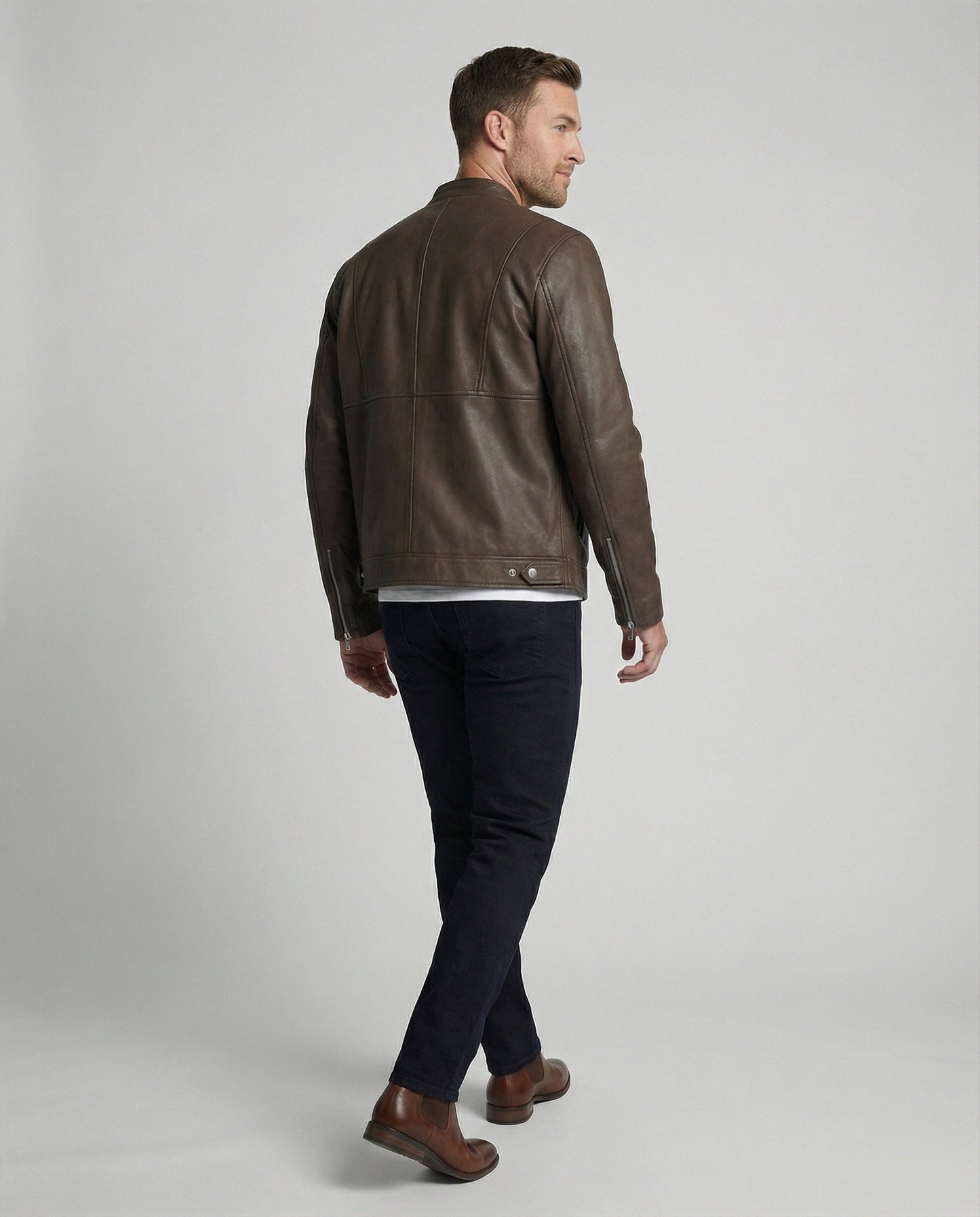 Herren Lederjacke Bomber Stehkragen