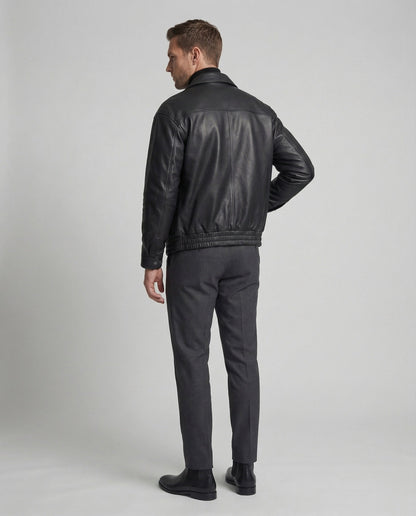 Herren Lederjacke Blouson Minimalistisch