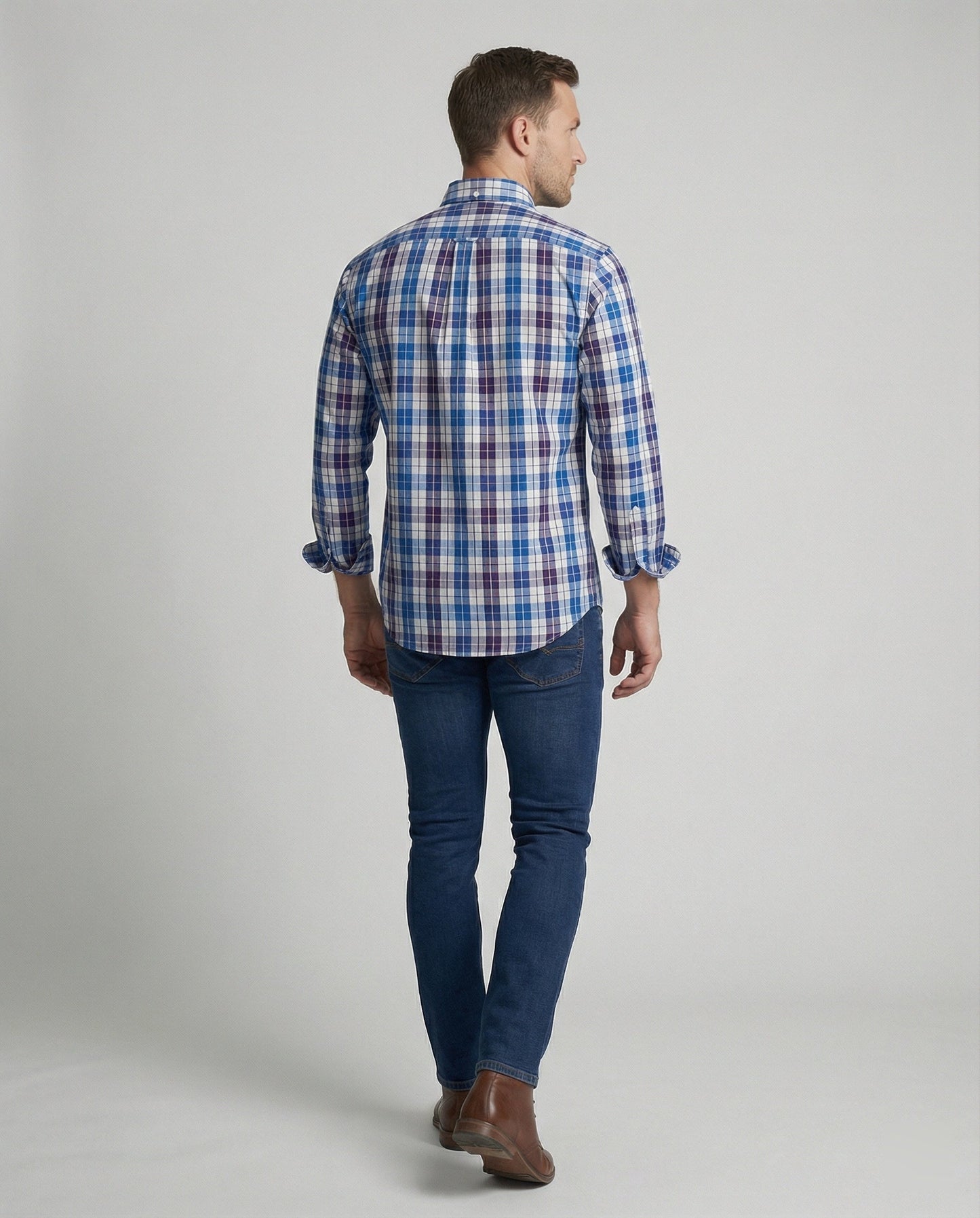 Herren Langarmhemd Flanell Kariert