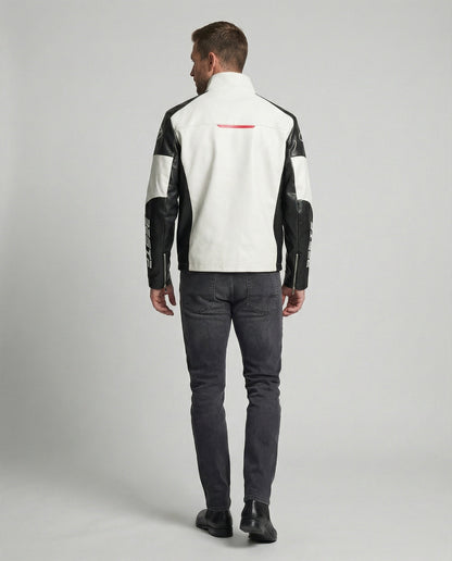 Herren Lederjacke Racing Style Kunstleder