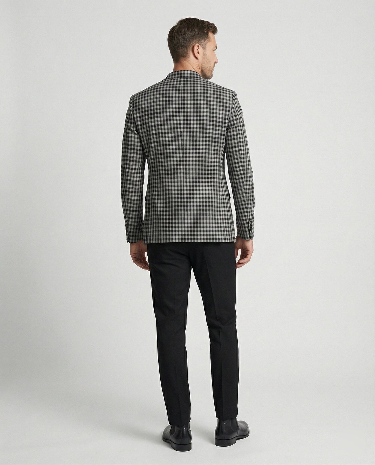 Herren Slim Fit Sakko Glencheck Einreiher