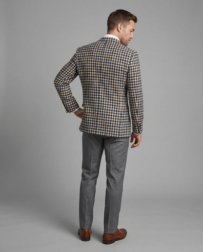 Herren Karierter Blazer Sportlich Eleganter Wollblazer