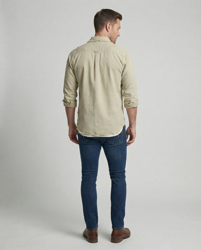 Herren Lässiges Hemd Asymmetrischer Saum Blau