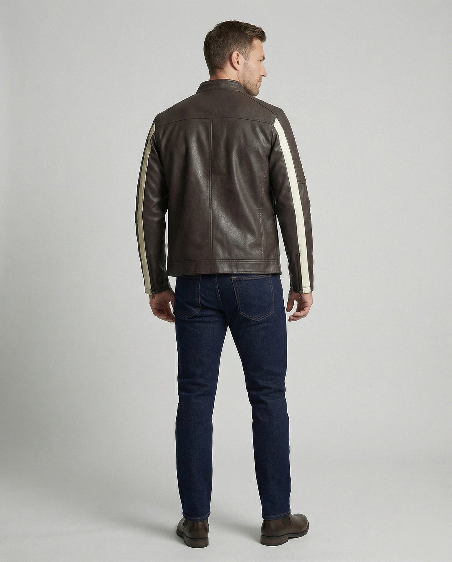 Herren Bikerjacke Kunstleder
