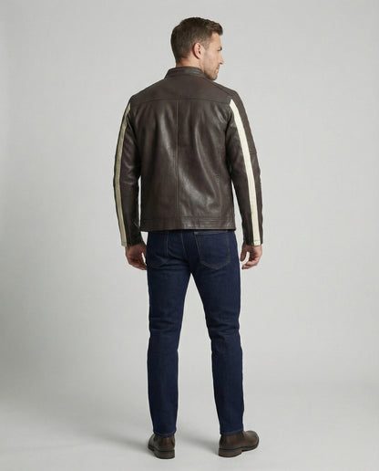 Herren Bikerjacke Kunstleder