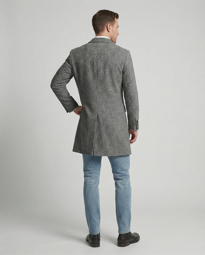 Herren Mantel Elegant Herbst Leder Braun