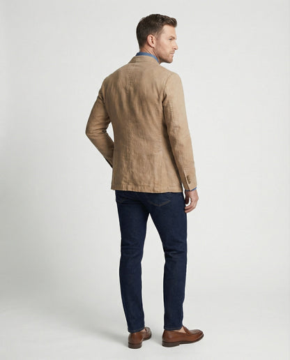 Herren Leinenblazer Doppelreiher