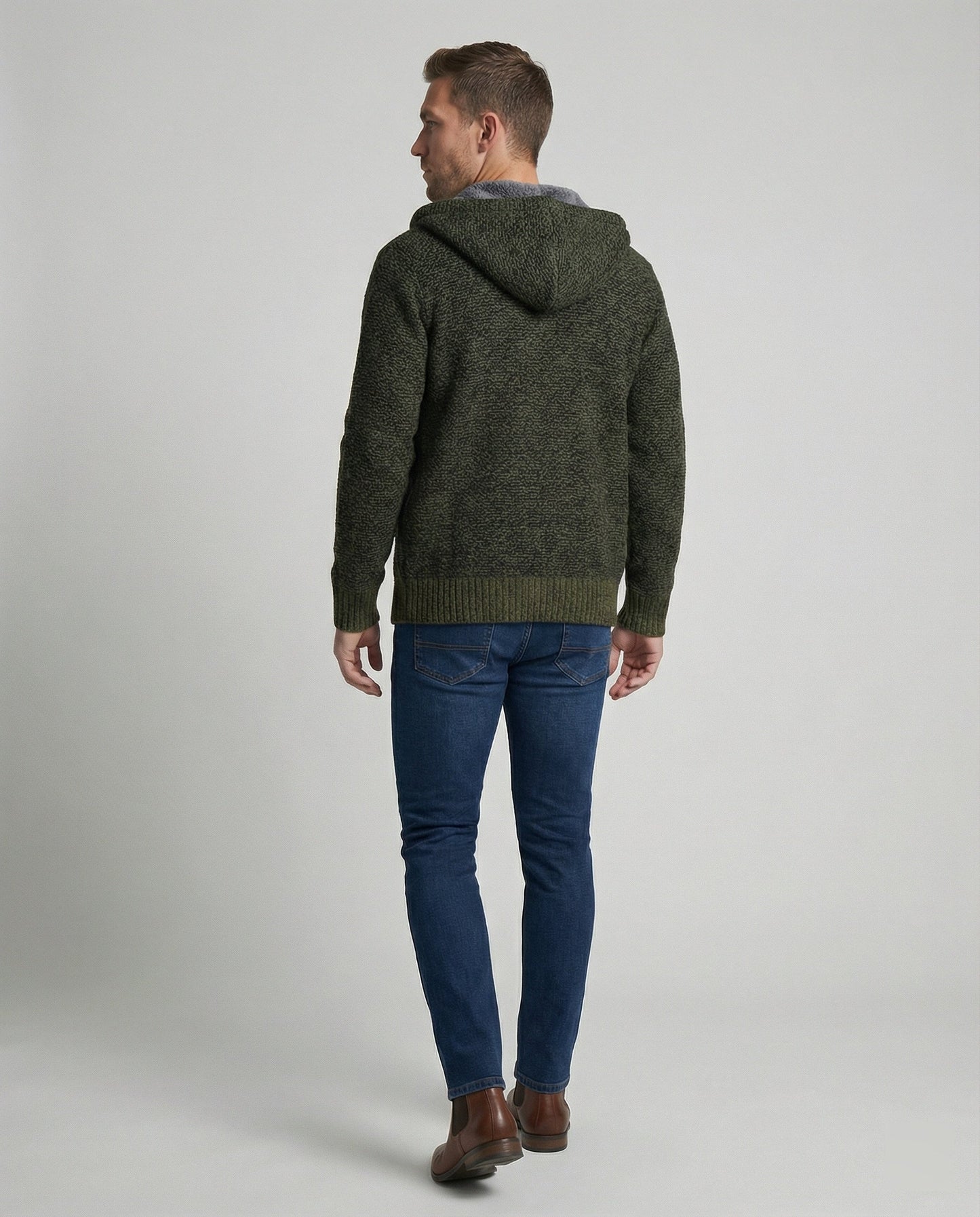 Herren Strickjacke Mit Kapuze Beige