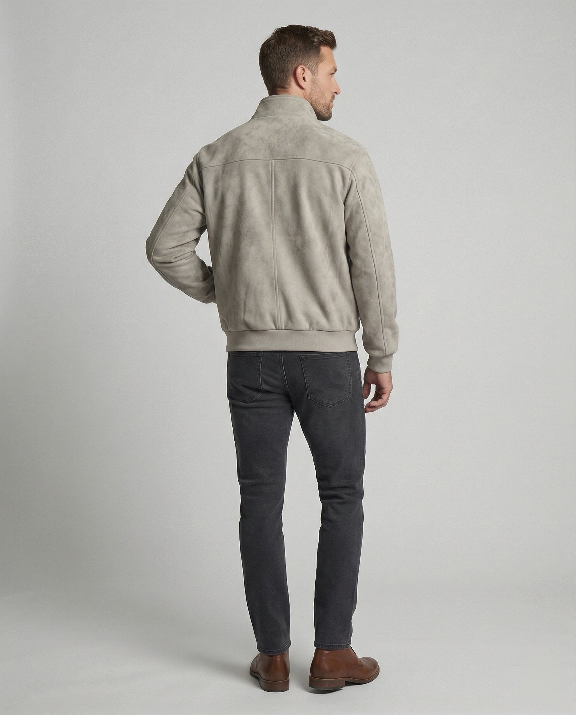 Herren Veloursjacke Kurz Stehkragen - Eveloria