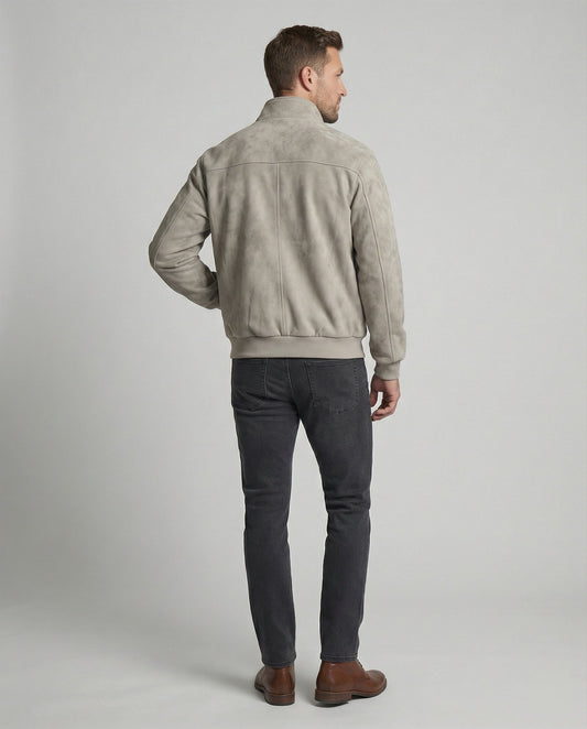 Herren Veloursjacke Kurz Stehkragen - Eveloria