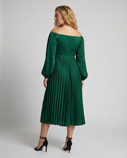 Eveloria Damen Maxikleid Plissiert Schulterfrei Elegant
