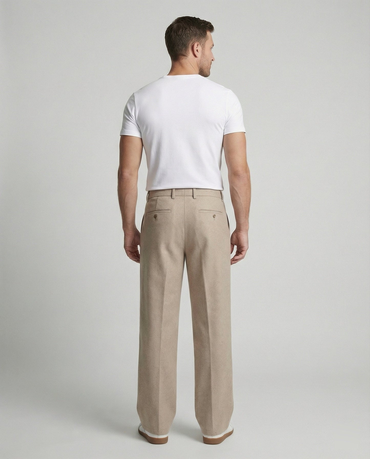 Herren Stoffhose Weit Gerade Bein