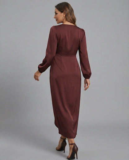 Elegantes Damen Wickelkleid Midi