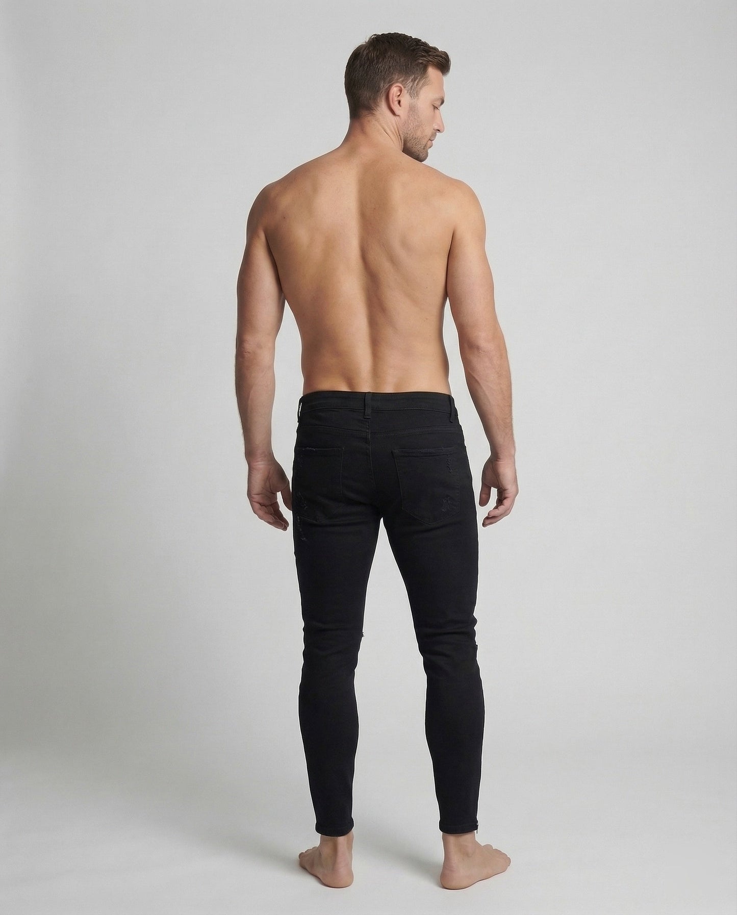 Herren Skinny Jeans Rissig Reißverschluss