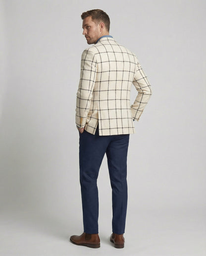 Herren Blazer Doppelter Knopfleiste Karo
