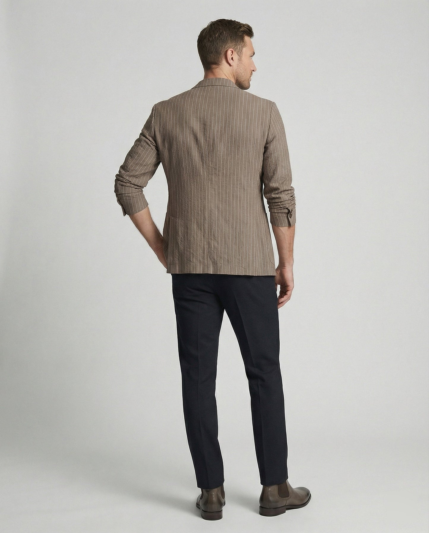 Herren Slim-Fit Sakko Nadelstreifen Sommer