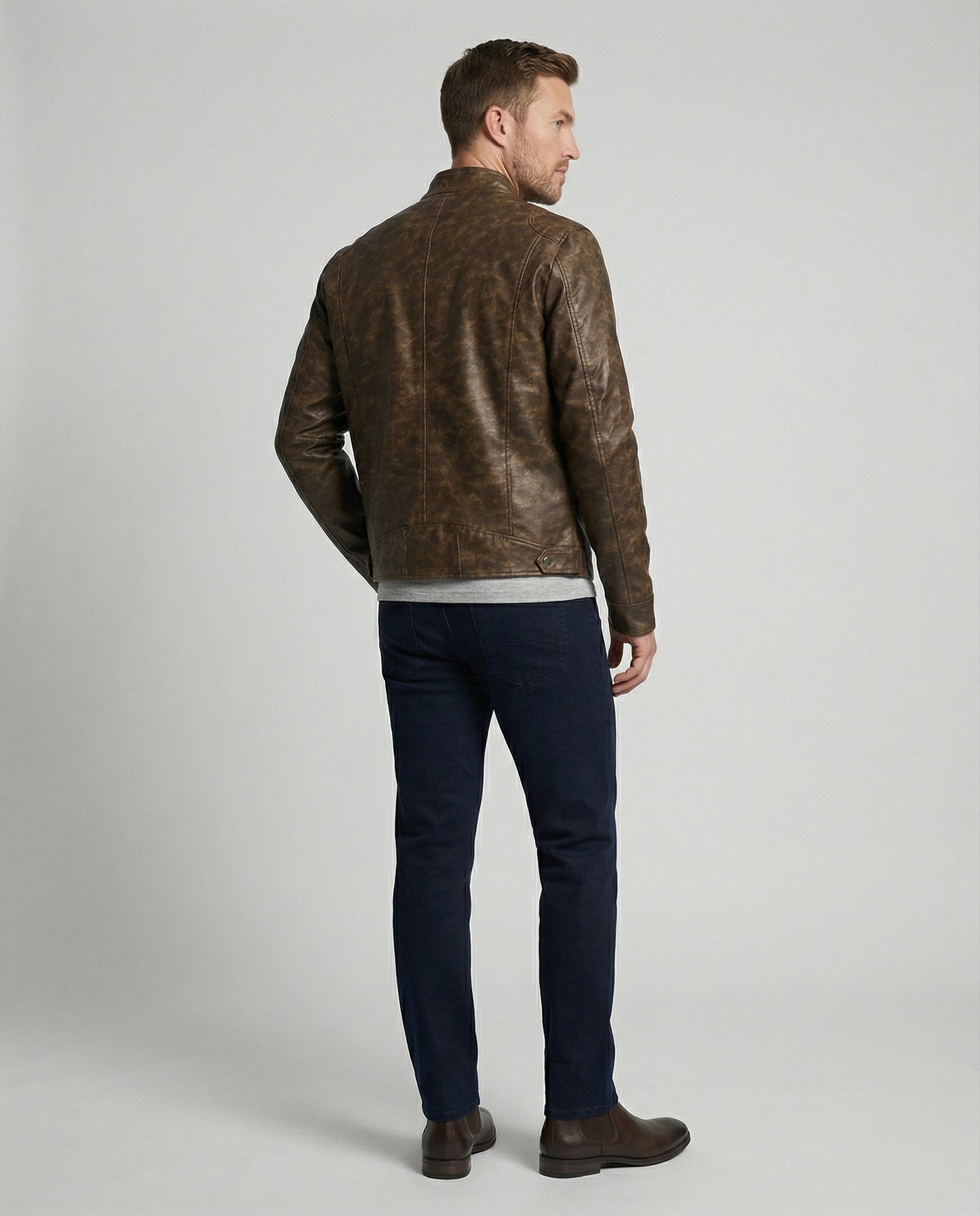 Herren Lederjacke Asymmetrisch Vintage Lederschnitt