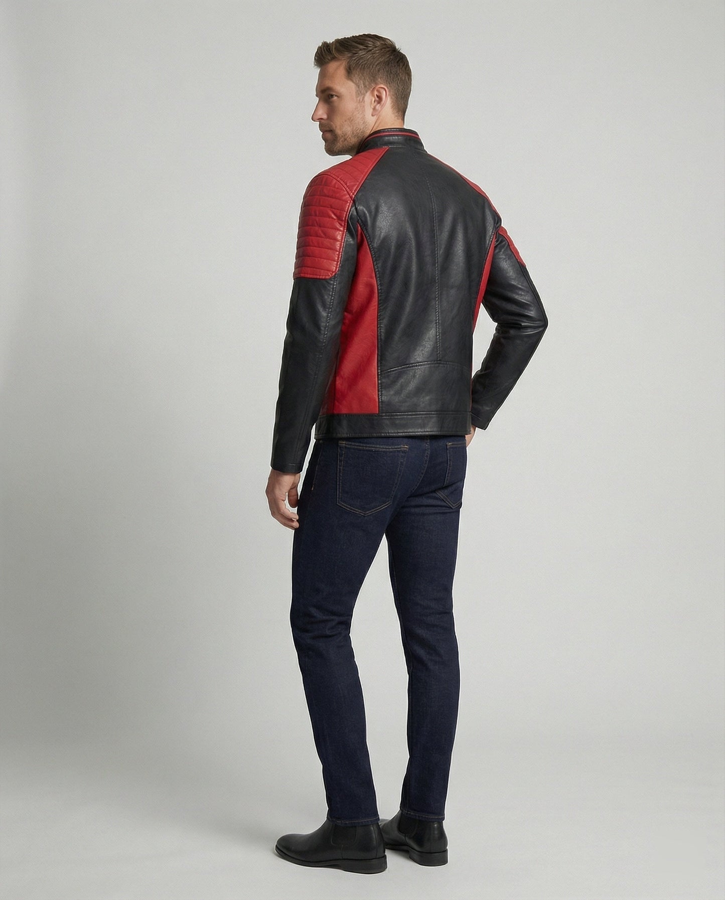 Herren Lederjacke Biker Stil