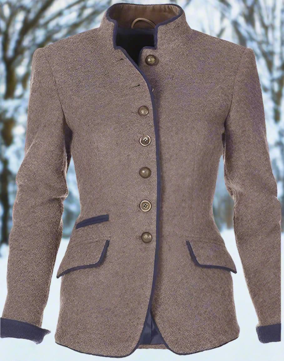 Damen Blazer Hochkragen Vielseitig Schwarz - Eveloria