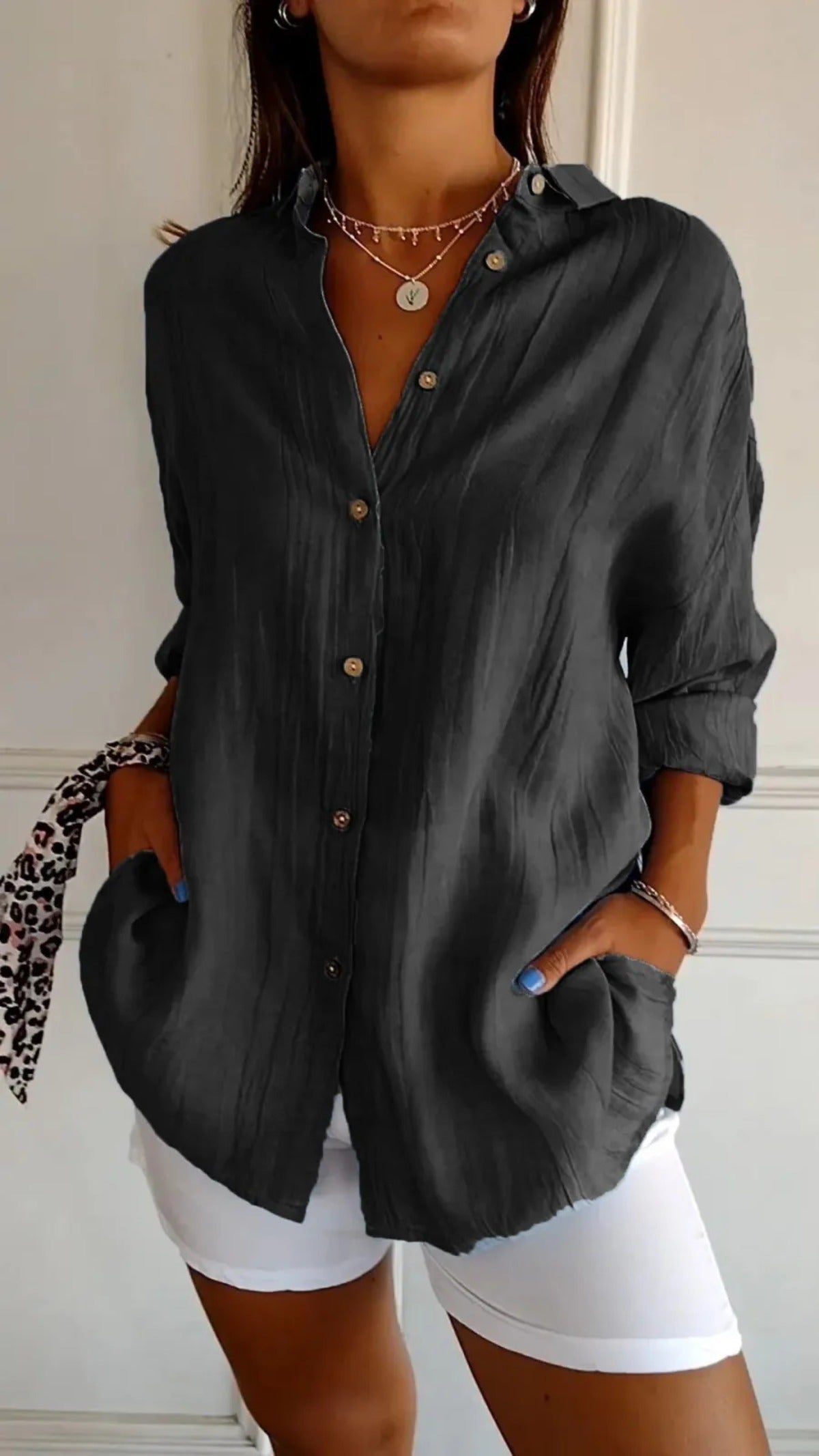 Eveloria Damen Lockeres Button-Down-Hemd