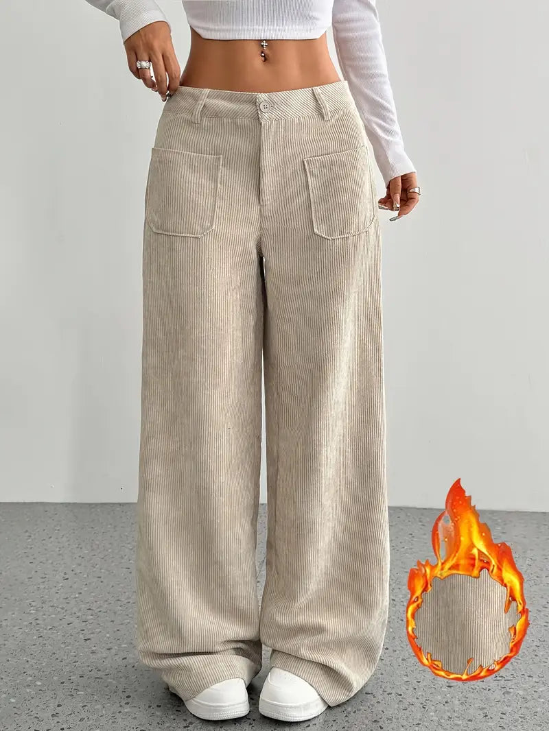 Eveloria Damen Cordhose Baumwollmischung Weit