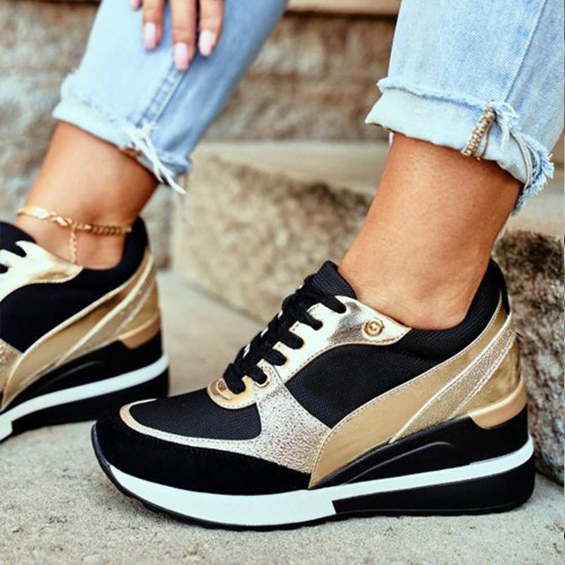Damen Keilabsatz Sneaker Schnürsenkel