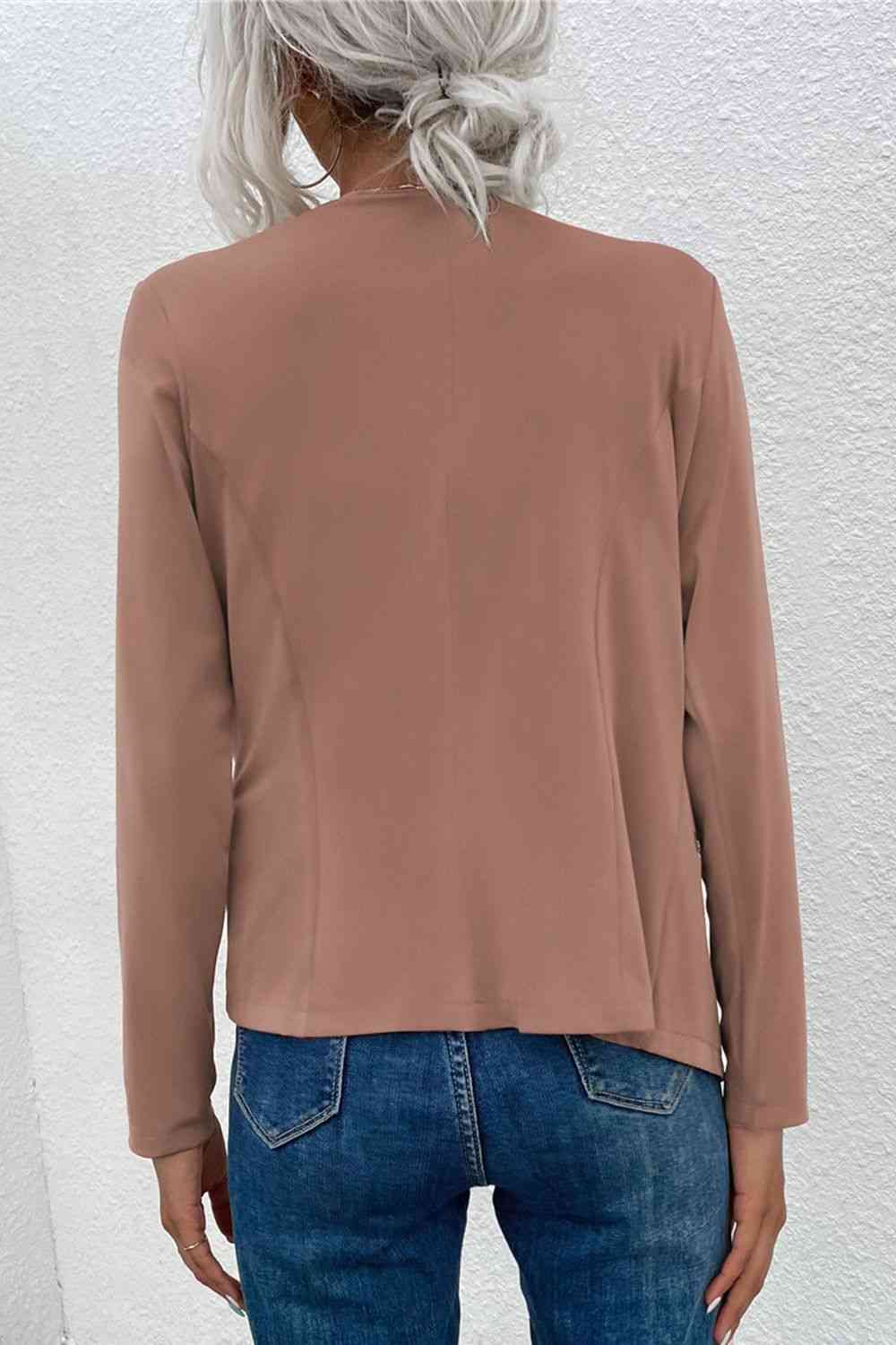 Damen Cardigan Offener Reißverschluss Taschen Kaschmir Beige