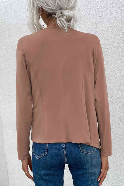 Damen Cardigan Offener Reißverschluss Taschen Kaschmir Beige