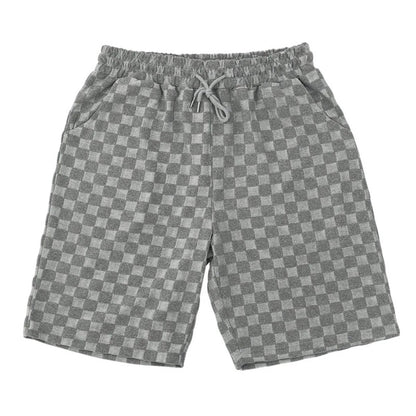 Eveloria Damen Kurzarm-Shorts-Set Schachbrettmuster