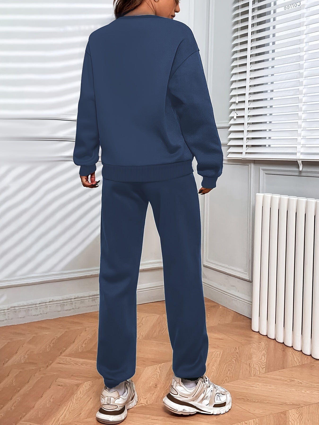 Damen Jogging Set Oversized Sweatshirt und Hochtaillierte Jogger