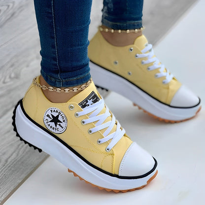 Eveloria Damen Turnschuhe Canvas Weiß