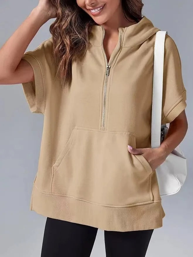 Eveloria Damen Kapuzenpullover Kurzarm Lässig