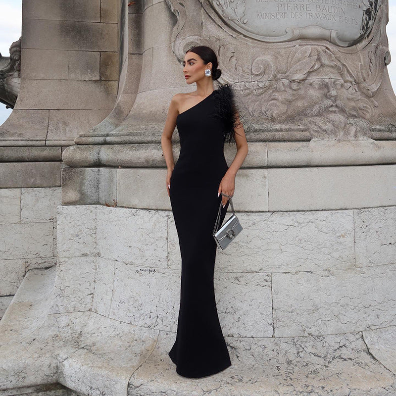 Eveloria Damen Fellkleid Bardot Ausschnitt Elegantes Design