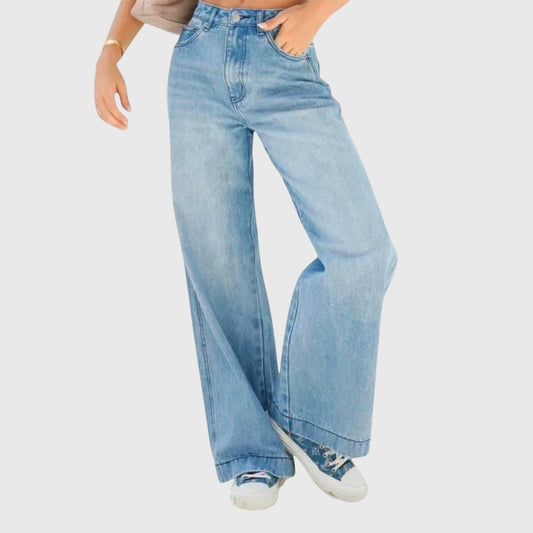 Damen Baggy Jeans Hose Blau - Eveloria