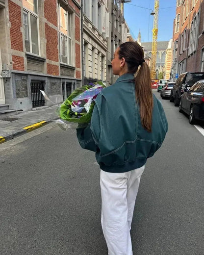 Damen Oversize Jacke Lässiger Stil