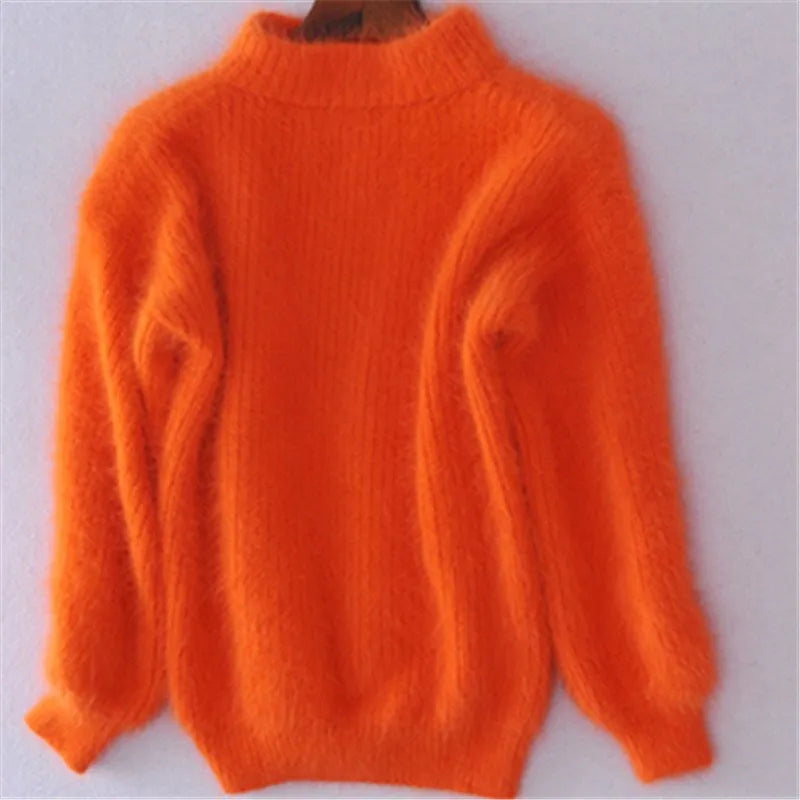 Eveloria Damen Strickpullover Kashmir Gefühl Hochkragen