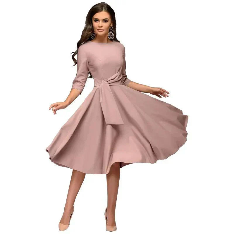 Eveloria Damen Midi-Kleid Feminin Elegantes Design