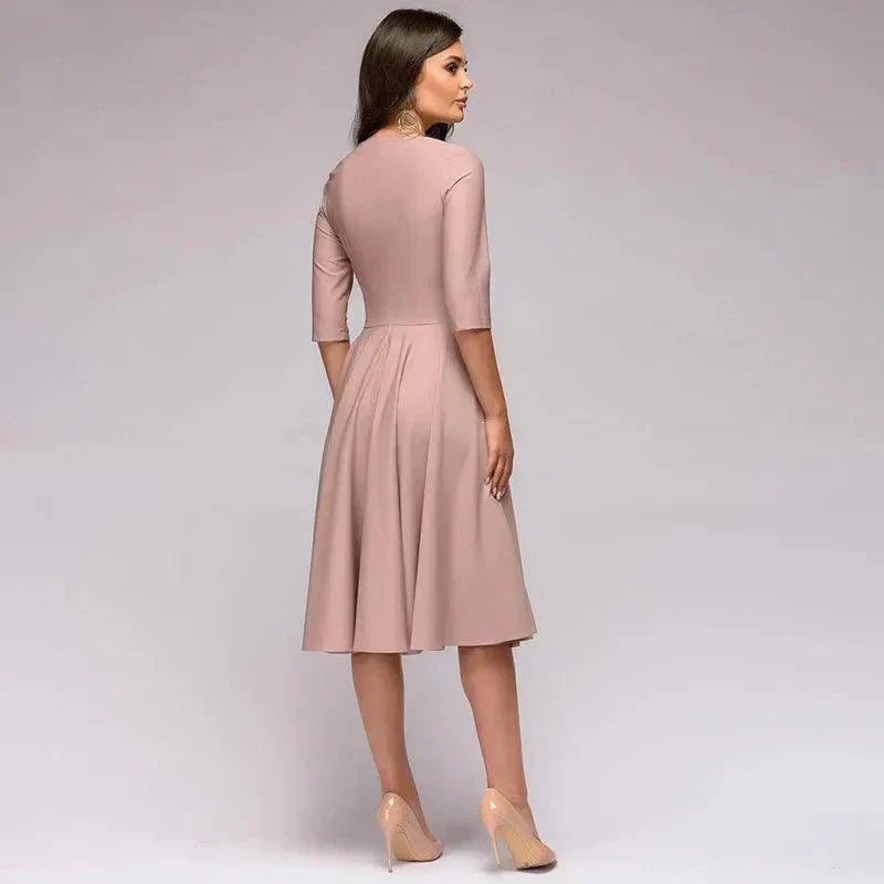 Eveloria Damen Midi-Kleid Feminin Elegantes Design - Eveloria