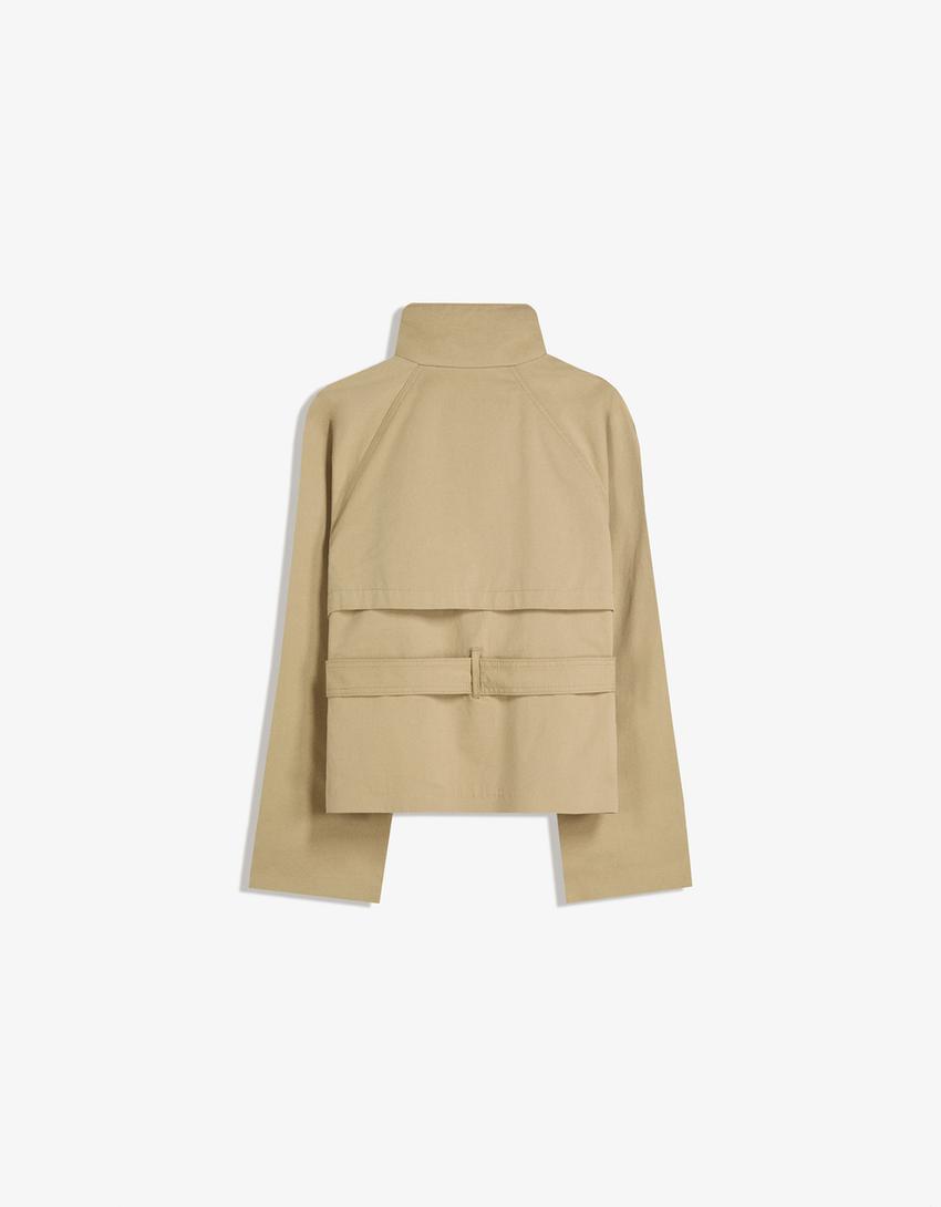 Damen Kurztrenchcoat Taillengürtel Wetterfest