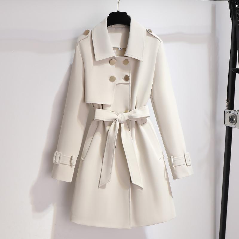 Damen Trenchcoat Langärmelig Chic Schwarz - Eveloria