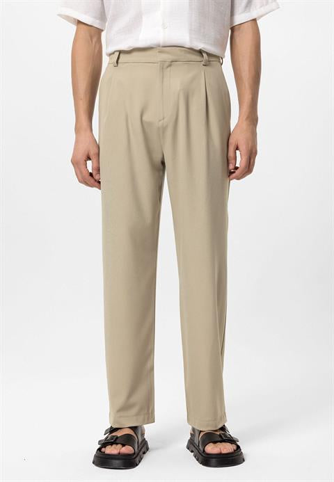 Herren-Hose Beige Hochtaillierte Hose - Norvielle
