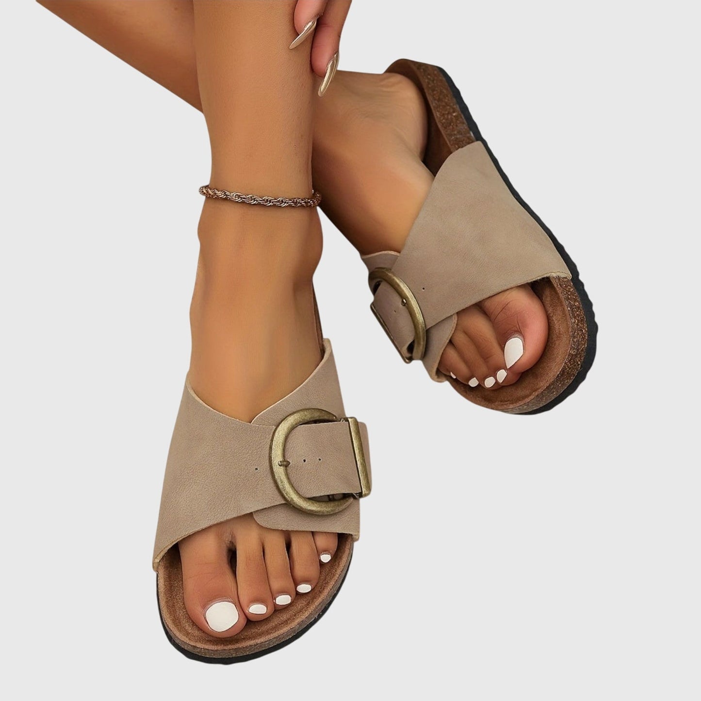 Damen Slip-On-Sandalen Lässig Schnalle