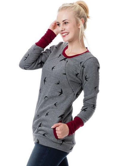 Schwangerschafts-Stillkleidung Blumendruck Sweatshirt mit