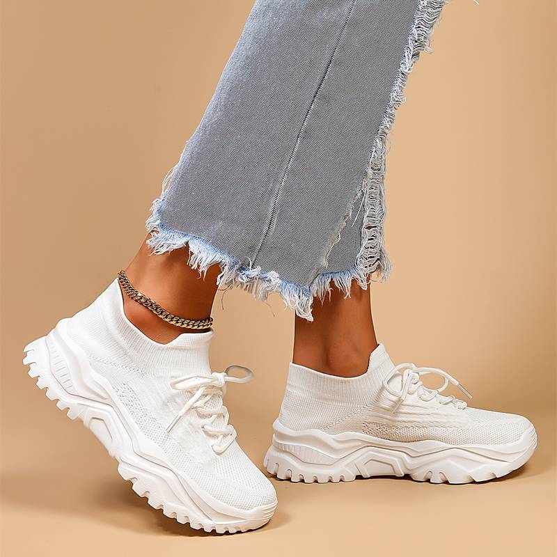 Damen Atmungsaktive Plateau Sneaker Sommer