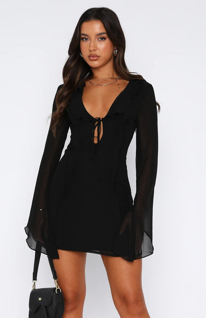 Damen Langärmliges Minikleid mit Rüschen