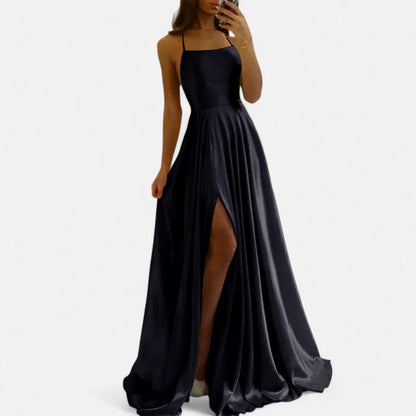 Damen Hochzeitsgastkleid Maxikleid mit Schlitz