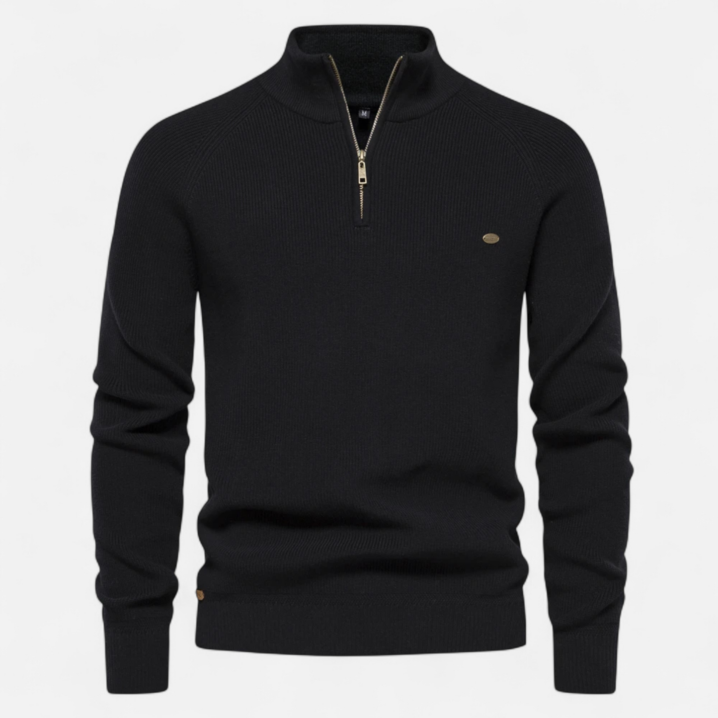 Herren Strickpullover Stehkragen Reißverschluss Feine Baumwolle