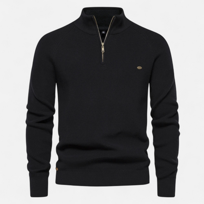 Herren Strickpullover Stehkragen Reißverschluss Feine Baumwolle